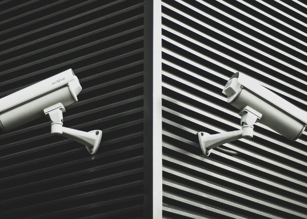 cctv camera system on corner of building